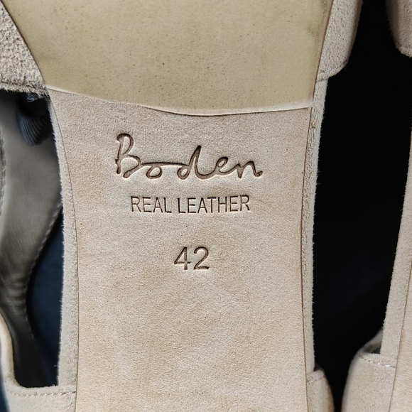 Boden Suede Leather Pumps Lace Up Ballet Pink Beige Pointed Toe Heels 10.5 - Picture 9 of 9